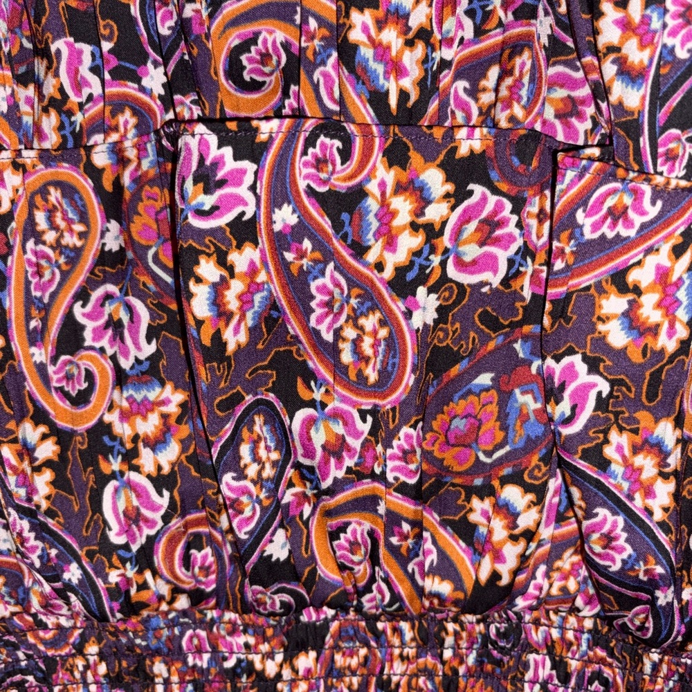 Anthropologie Myla tiered purple paisley-print mini skirt M - Picture 4 of 5